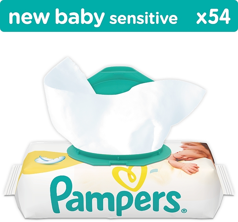 Wet Wipes 'New Baby Sensitive', 54 pcs - Pampers — photo N3