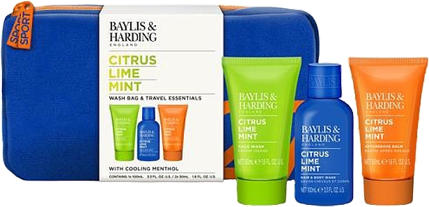 Set - Baylis & Harding Citrus Lime Mint Wash Bag Gift Set (hair/body/wash/100 ml + f/wash/100 ml + sh/gel/50 ml + bag/1 pc) — photo N5