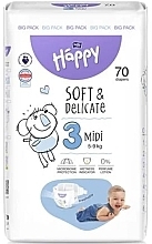 Baby Diapers 5-9 kg, size 3 Midi, 70 pcs - Bella Baby Happy Soft & Delicate — photo N1