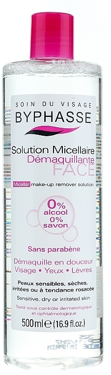 Cleansing Micellar Water for Face - Byphasse Micellar Make-Up Remover Solution Sensitive, Dry And Irritated Skin — photo N1