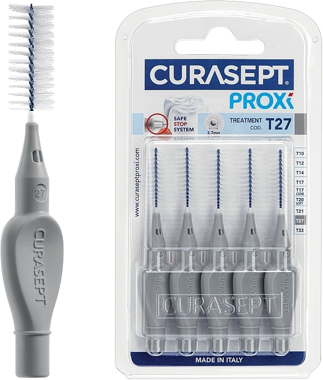 Interdental Brushes 2.7 mm, 5 pcs, grey - Curaprox Curasept Proxi Treatment T27 Grey — photo N6