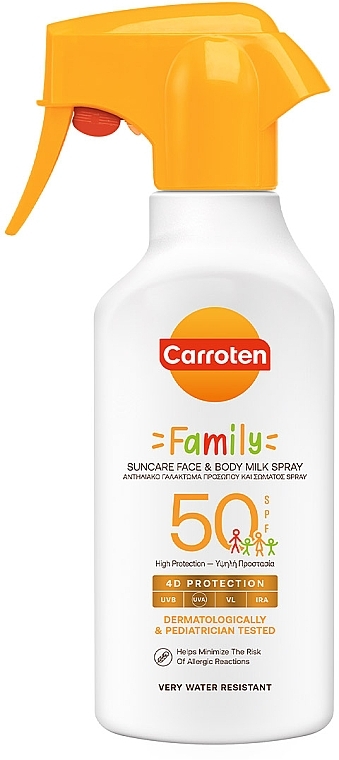 Family Sunscreen Milk Spray - Carroten Family Suncare Face & Body Milk Spray SPF50 — photo N1