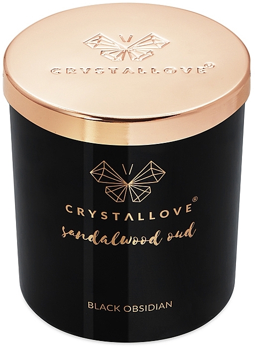 Black Obsidian, Sandalwood & Oud Soy Candle - Crystallove Black Obsidian Soy Candle Sandalwood Oud — photo N6