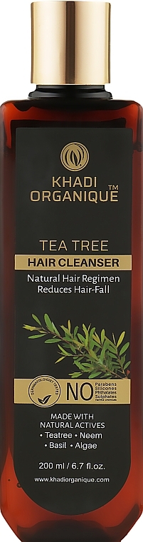 Natural Anti Dandruff & Anti Hair Loss Ayurvedic Shampoo "Black Tree", sulfate-free - Khadi Organique Tea Tree Hair Cleanser — photo N1