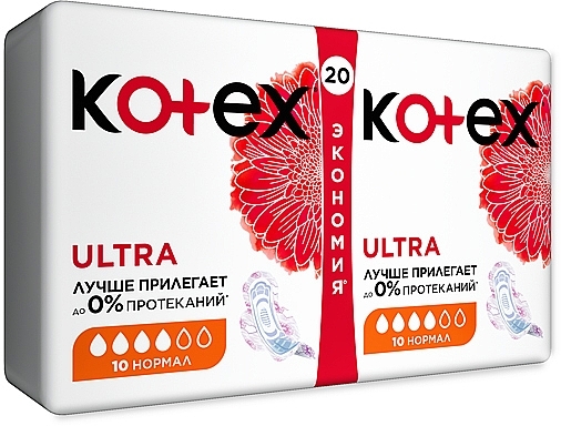 Sanitary Pads, 20 pcs - Kotex Ultra Dry Normal Duo — photo N2