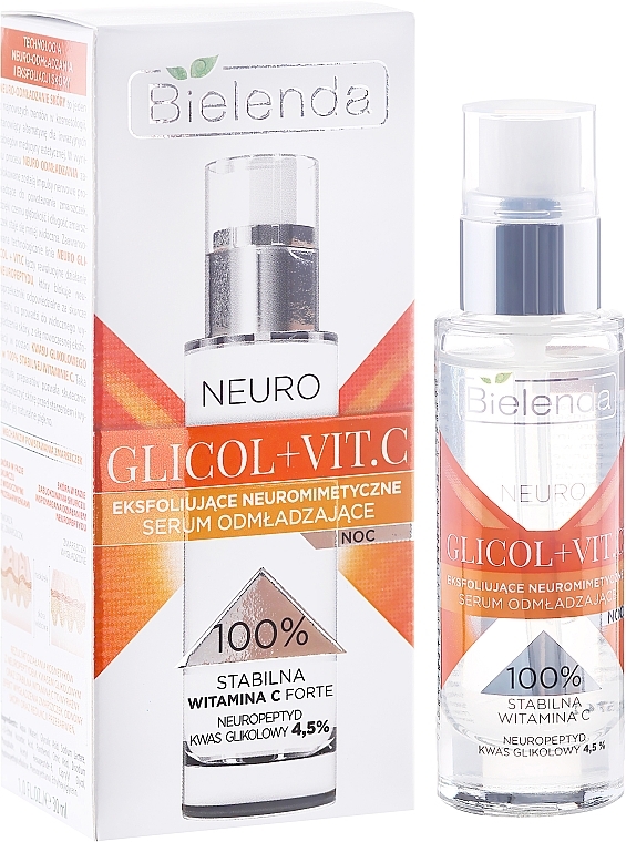 Exfoliating Neuromimetic Night Serum - Bielenda Neuro Glicol + Vit.C Neuromimetic Exfoliating and Rejuvenating Night Serum — photo N3