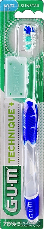 Technique+ Toothbrush, soft, blue - G.U.M Soft Compact Toothbrush — photo N1