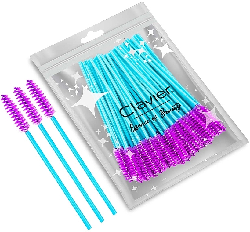 Lash & Brow Brush, purple with turquoise handle - Clavier — photo N1