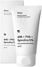 Fragrances, Perfumes, Cosmetics Detox Face Mask with AHA + PHA + 5% Spirulina - Sane AHA + PHA + Spirulina 5% Anti-pollution Face Mask