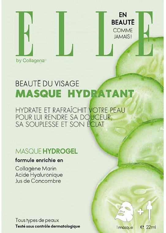 Face Mask with Cucumber Extract - Collagena Paris Elle Hydrogel Mask With Natural Cucumber Extract — photo N2