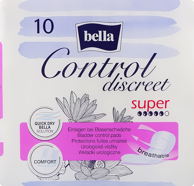 Women Urological Pads, 10 pcs - Bella Control Discreet Super Bladder Control Pads — photo N1