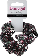 Fragrances, Perfumes, Cosmetics Elastic Hair Band, FA-5608, black with flowers 1 - Donegal