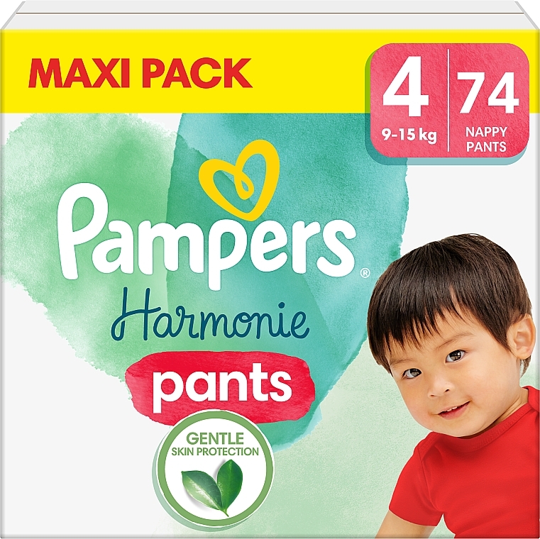 Harmonie Nappy Pants, size 4 (9-15 kg), 74 pcs - Pampers — photo N1