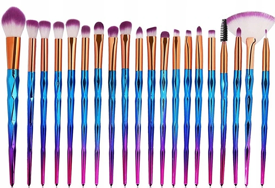 Makeup Brush Set, 20 pcs, dark blue unicorn - Deni Carte — photo N1