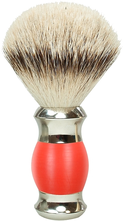 Shaving Brush with Badger Bristles, plastic, polymeric handle, red and silver - Golddachs Silver Tip Badger Polymer Handle Red Silver — photo N4