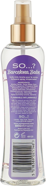 Body Spray - So…? Barcelona Babe Body Mist — photo N4