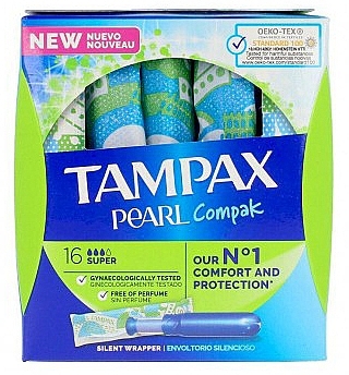 Tampons with Applicator, 18 pcs - Tampax Pearl Compak Super — photo N1