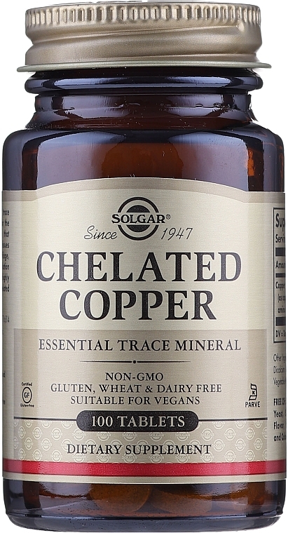 Dietary Supplement "Chelated Copper" - Solgar Chelated Copper Essential Trace Mineral — photo N24