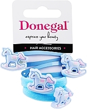 Fragrances, Perfumes, Cosmetics Hair Clips & Ties Set, FA-5663+1, blue with horses - Donegal