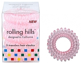 Traceless Hair Rings, pink - Rolling Hills 5 Traceless Hair Rings Transparent Pink — photo N1
