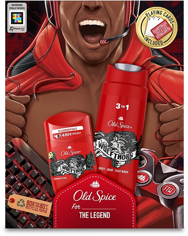 Set - Old Spice The Legend Wolfthorn (sh/gel/250ml + deo/50ml + cards) — photo N2