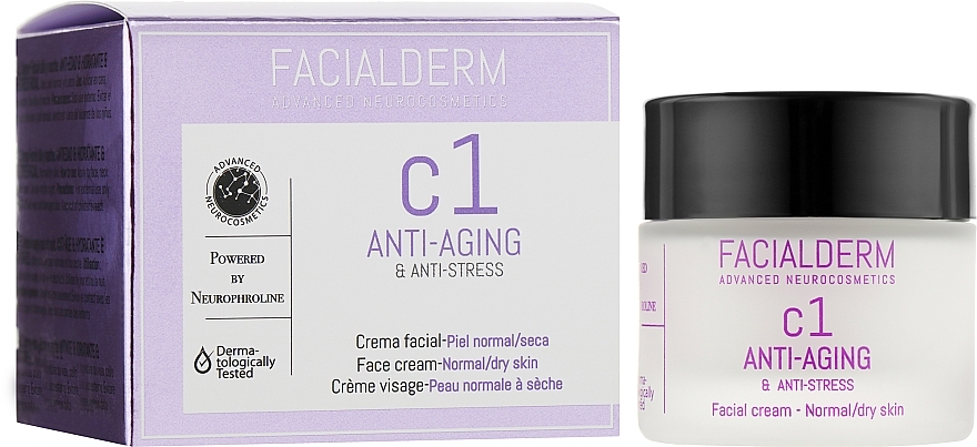 Anti-Aging & Anti-Stress Cream for Normal & Dry Skin - Facialderm C1 Anti-Age And Anti-Stress Cream — photo N2