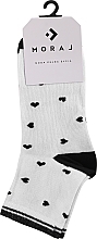 Women's 3/4 Socks, white with hearts - Moraj — photo N1