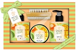 Set - Aurora Exotic Crush Mango (sh/gel/150ml + soap/150ml + scr/50ml + b/brush/1pc) — photo N1