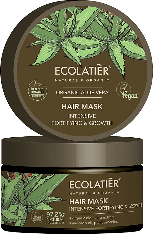 Hair Mask "Intensive Strengthening and Growth" - Ecolatier Organic Aloe Vera Hair Mask — photo N1