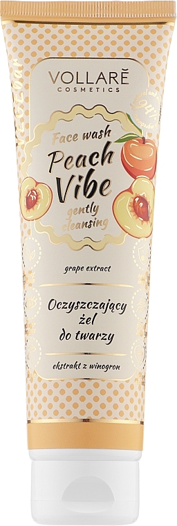 Face Cleansing Gel with Peach & Grape Extract - Vollare Cosmetics VegeBar Peach Vibe Cleansing Gel — photo N3