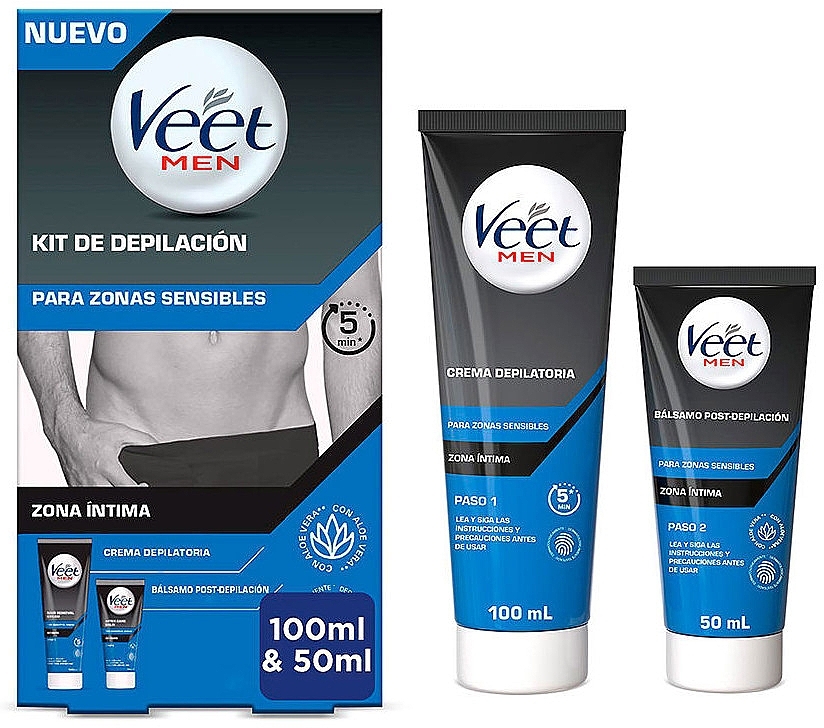 Intimate Depilation Set - Veet Men (dep/cr/150 ml + post/balm/50 ml) — photo N3