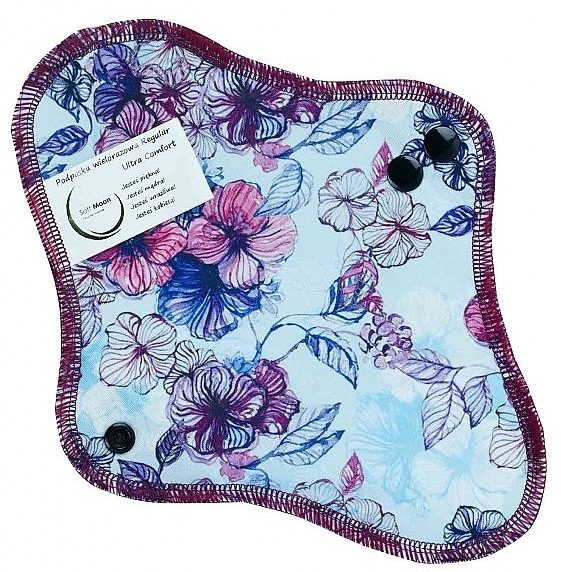 Reusable Cotton Daily Liner, fuchsia with flowers - Soft Moon Ultra Comfort Regular — photo N1