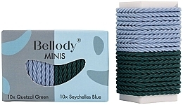 Hair Ties, green and blue, 20 pcs - Bellody Minis Hair Ties Green & Blue Mixed Package — photo N1