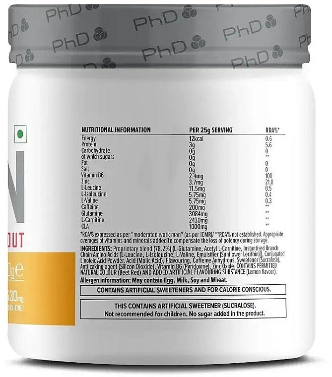 Pre-Workout Dietary Supplement - Sherbet Lemon Flavour - PhD Burn Fat Burning Pre-Workout Sherbet Lemon — photo N2