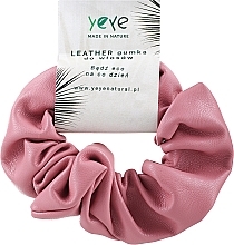 Leather Scrunchie 10.5 x 3.5 cm, pink - Yeye Leather Scrunchie — photo N1