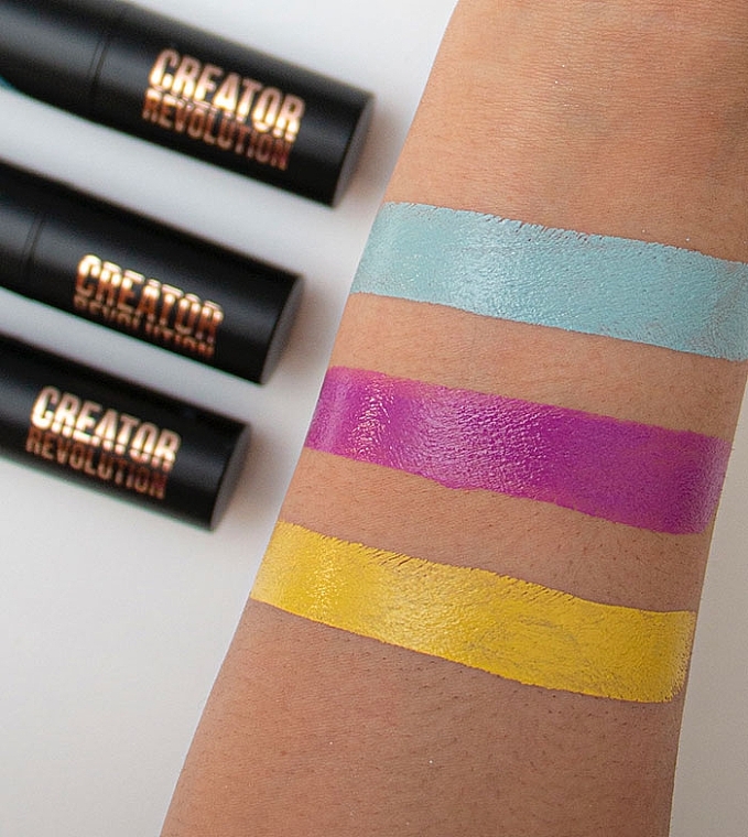 Makeup Stick Set - Makeup Revolution Creator Fast Base Paint Stick Set Light Blue, Purple & Yellow — photo N3