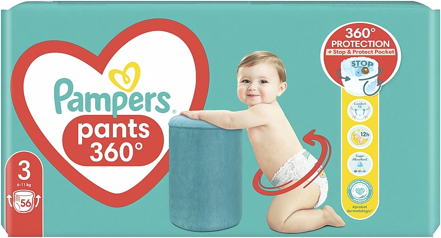 Diaper Pants, size 3, 6-11 kg, 56 pcs - Pampers — photo N2