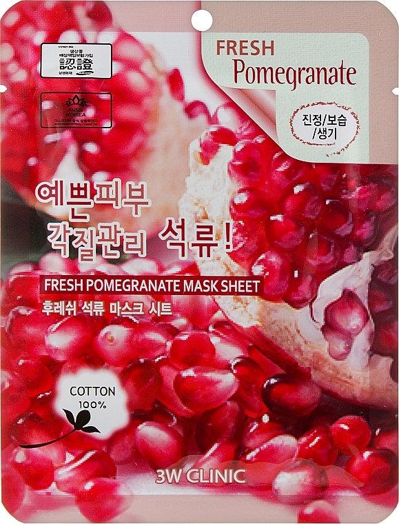 Pomegranate Sheet Mask - 3W Clinic Fresh Pomegranate Mask Sheet — photo N2