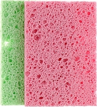 Porous Face Cleansing Sponge, PF-27, green+pink - Puffic Fashion — photo N1