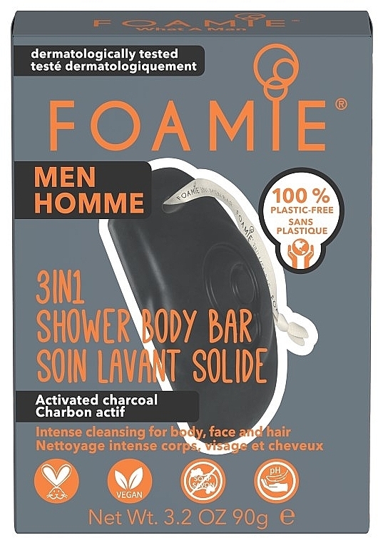 3-in-1 Men Shower Soap - Foamie 3in1 Shower Body Bar For Men What A Man — photo N6