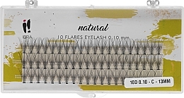 Individual Lashes "C", 010, 13 mm - Ibra 10 Flares Eyelash Natural Knot-Free — photo N1