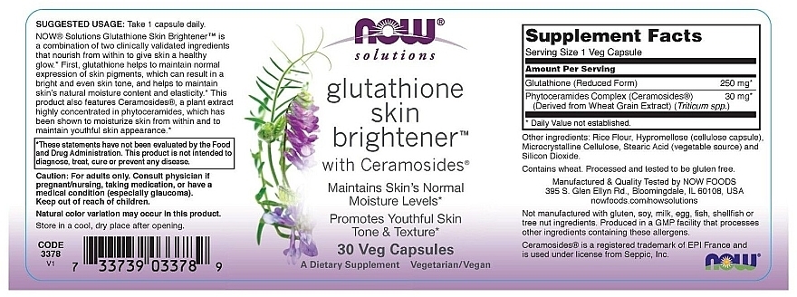 Glutathione Skin Brightener - NOW Foods Solutions Glutathione Skin Brightene — photo N2