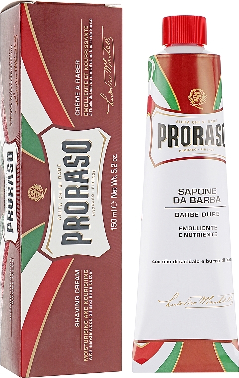Shaving Cream for Coarse Stubble with Shea Butter and Sandalwood - Proraso Red Shaving Cream — photo N1