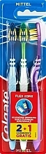Medium Toothbrush Set, 3 pieces, blue+green+pink - Colgate Flex Zone — photo N1