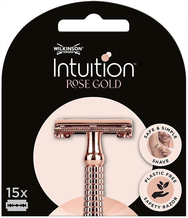 Safety Razor Blades, 15 pcs. - Wilkinson Sword Intuition Rose Gold — photo N2