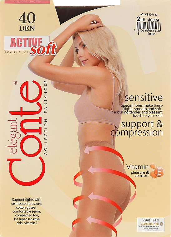 Tights "Active Soft" 40 Den, mocca - Conte — photo N8