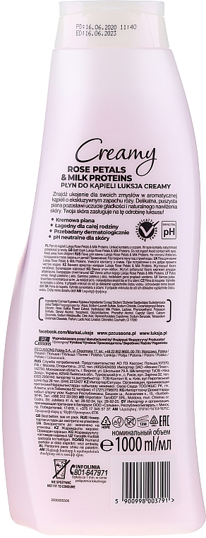 Luksja - Creamy Rose Petals & Milk Proteins Bath Foam — photo N2