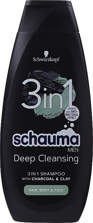 Charcoal & Volcanic Clay Shampoo for Men - Schwarzkopf Schauma Men 3 in 1 Shampoo — photo N1