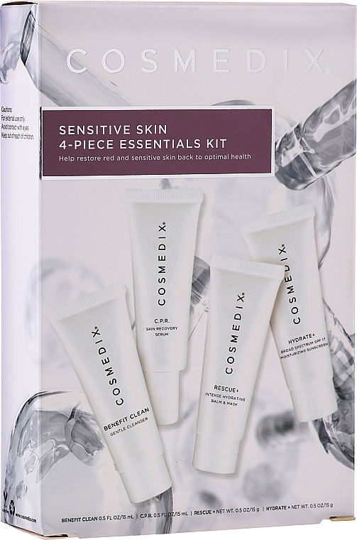 Set - Cosmedix Sensitive Skin 4-Piece Essentials Kit (f/cleanser/15ml + f/ser/15ml + f/balm/15ml + f/cr/15ml) — photo N1