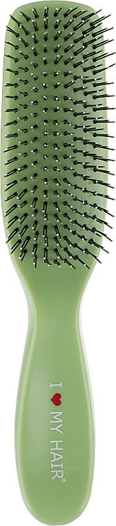 Kids Hair Brush "Spider", 9 rows, glossy, green - I Love My Hair — photo N1